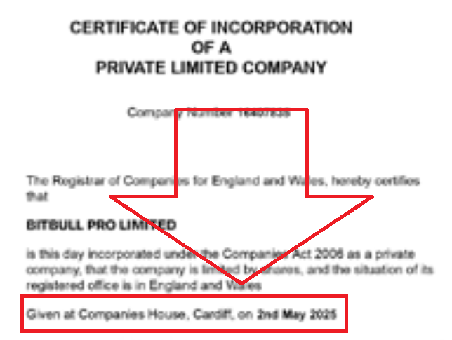 bitbull pro limited UK Incorporation