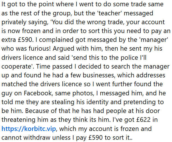 korbit trading scam victim