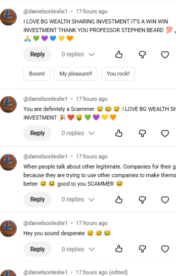 bg wealth sharing scam promoter